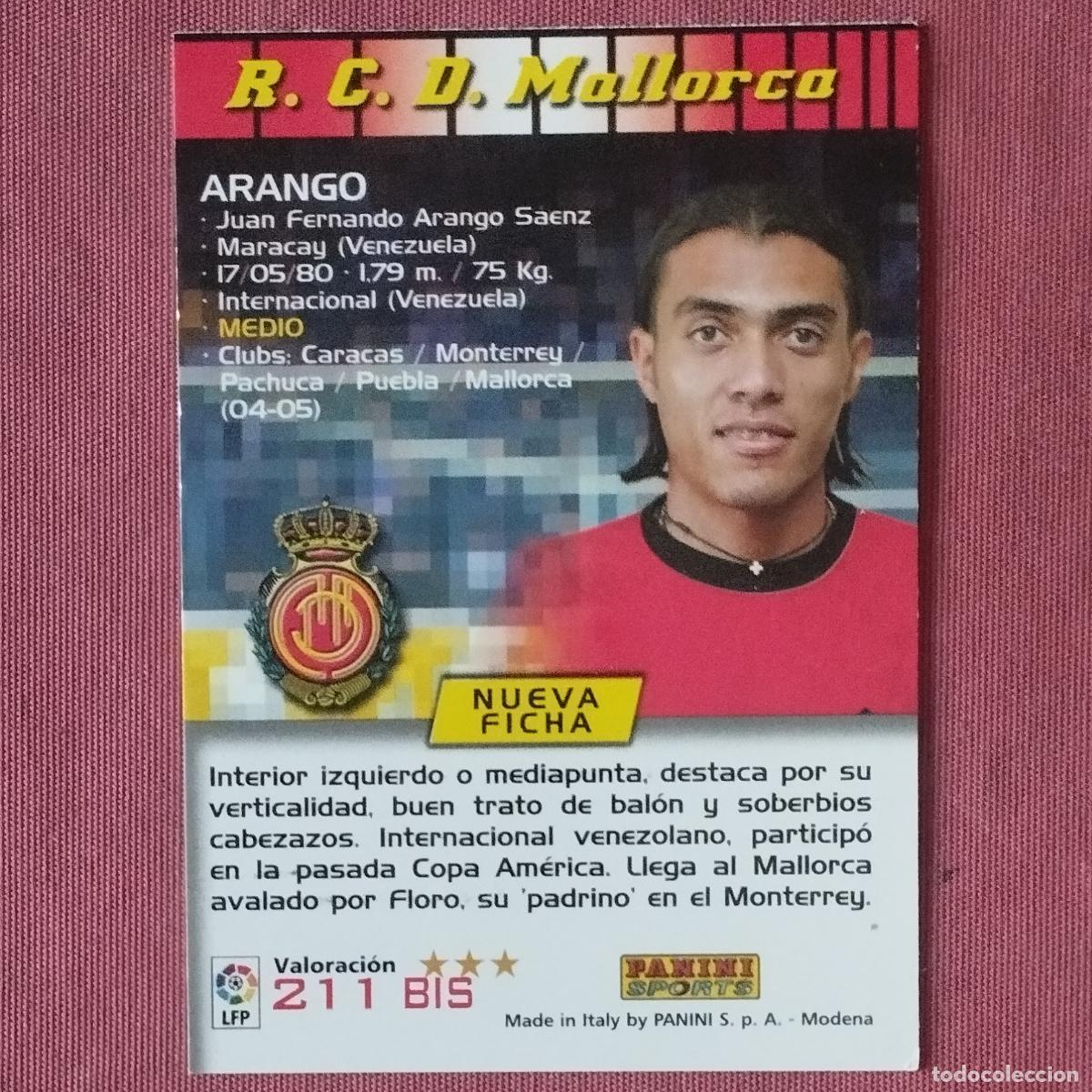 Cromos de f&uacute;tbol: ARANGO - 211 BIS - MALLORCA - MEGACRACKS 2004 2005 - Foto 2