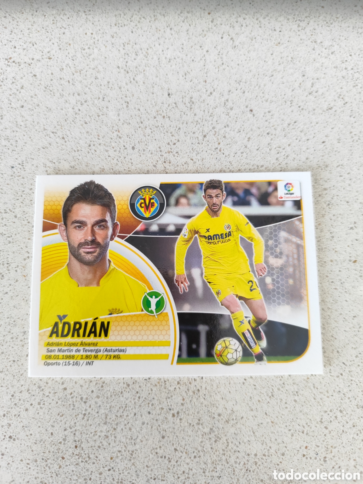 Fu&szlig;ball-Sticker: CROMO ADRI&Aacute;N VILLARREAL N&Uacute;MERO 14. LIGA ESTE 16/17.