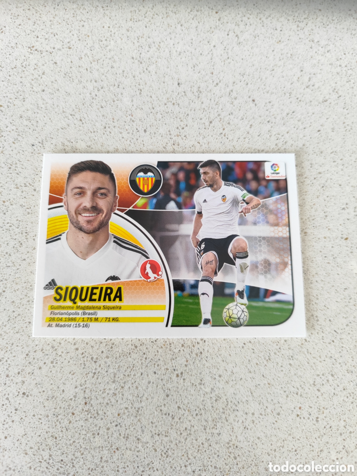 Fu&szlig;ball-Sticker: CROMO SIQUEIRA VALENCIA N&Uacute;MERO 8. LIGA ESTE 16/17.