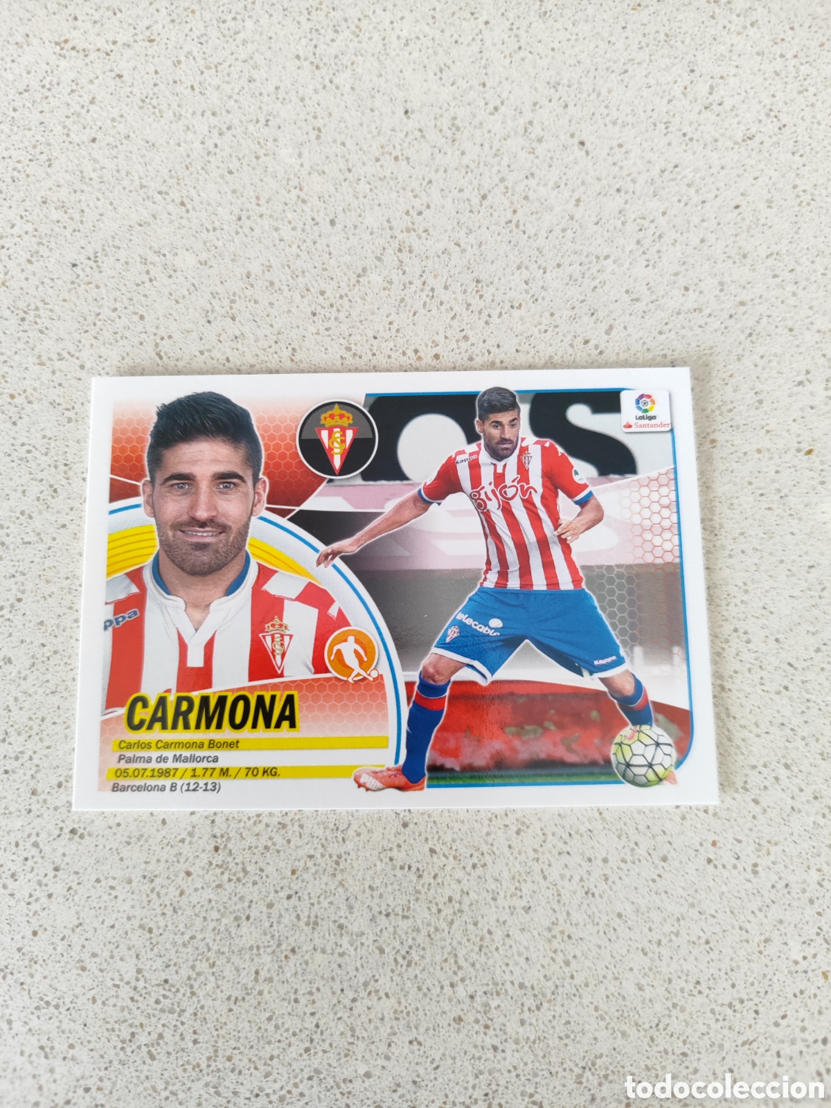 Football Stickers: CROMO CARMONA SPORTING N&Uacute;MERO 13B. LIGA ESTE 16/17.