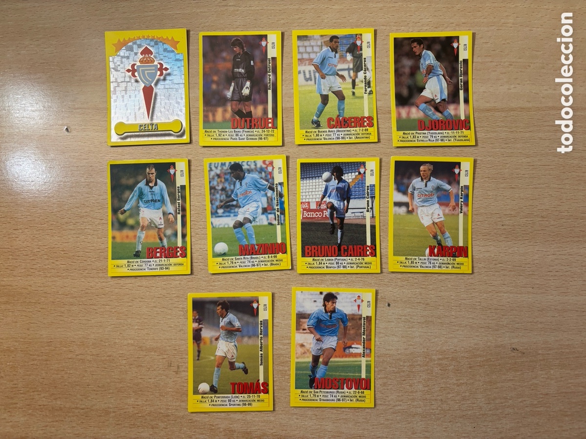 Cromos de F&uacute;tbol: 10 cromos Celta de Vigo Panini 99 00 1999 2000 sin pegar, buen estado general