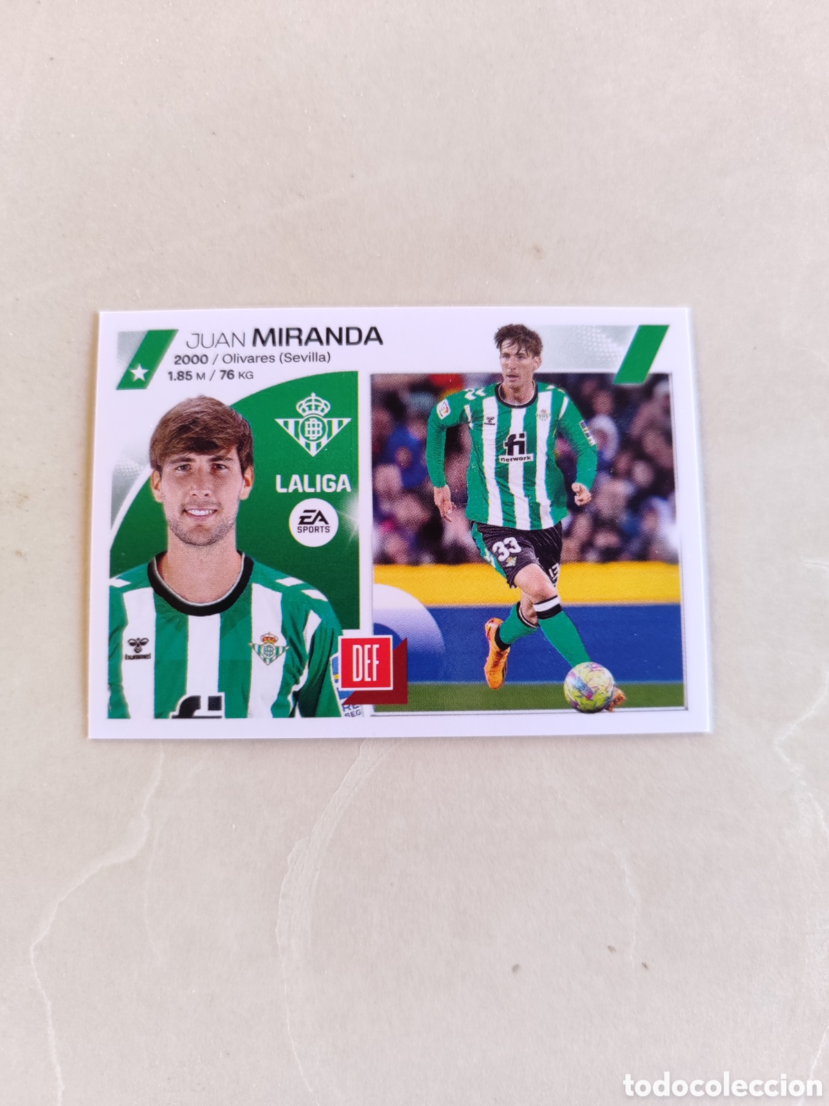 Cromos de Futebol: CROMO MIRANDA BETIS N&Uacute;MERO 9. LIGA ESTE 23/24.