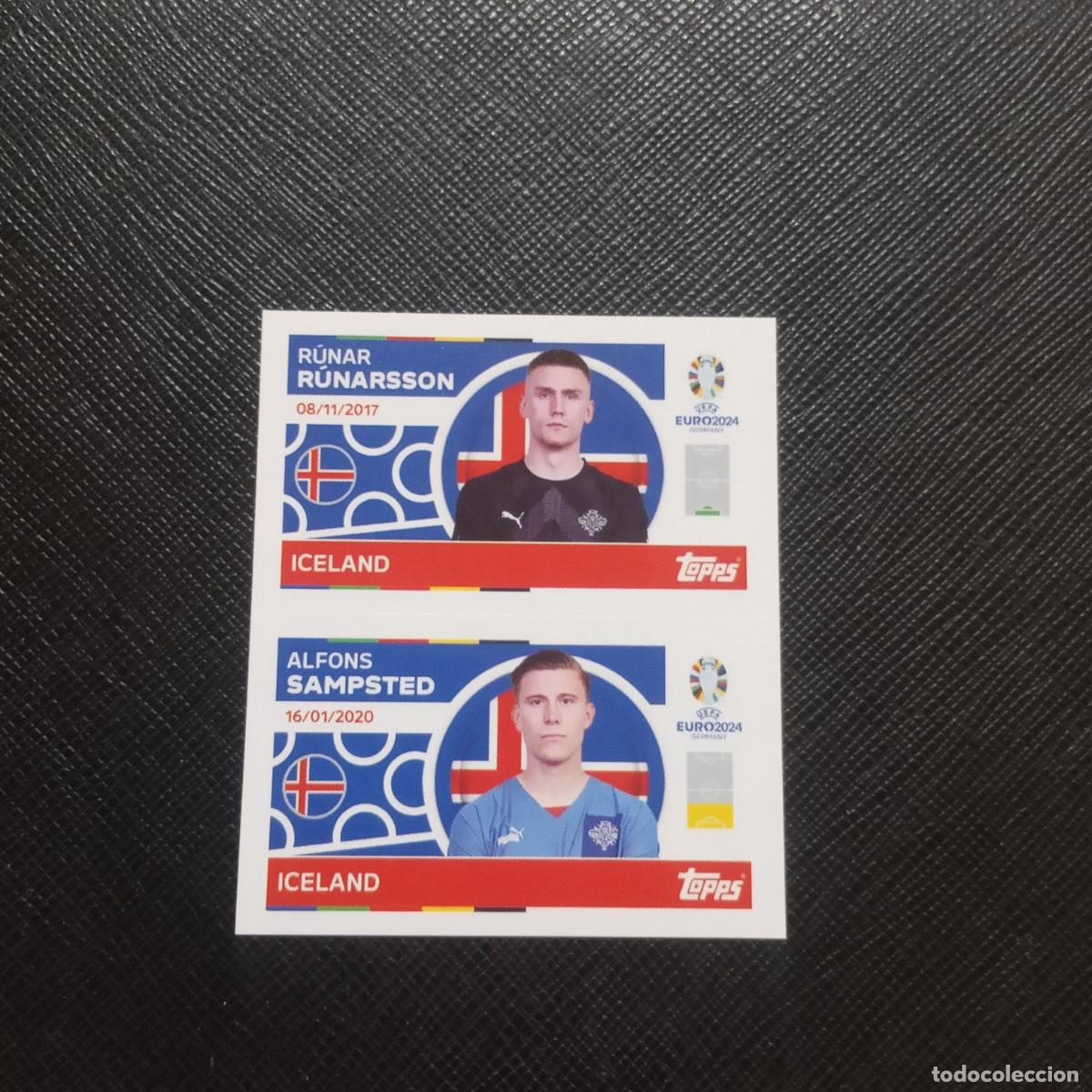 Cartes &agrave; collectionner de Football: 2 3 RUNARSSON SAMPSTED ISLANDIA TOPPS EUROCOPA ALEMANIA 2024 EURO 24 - SIN PEGAR - A194 PG38