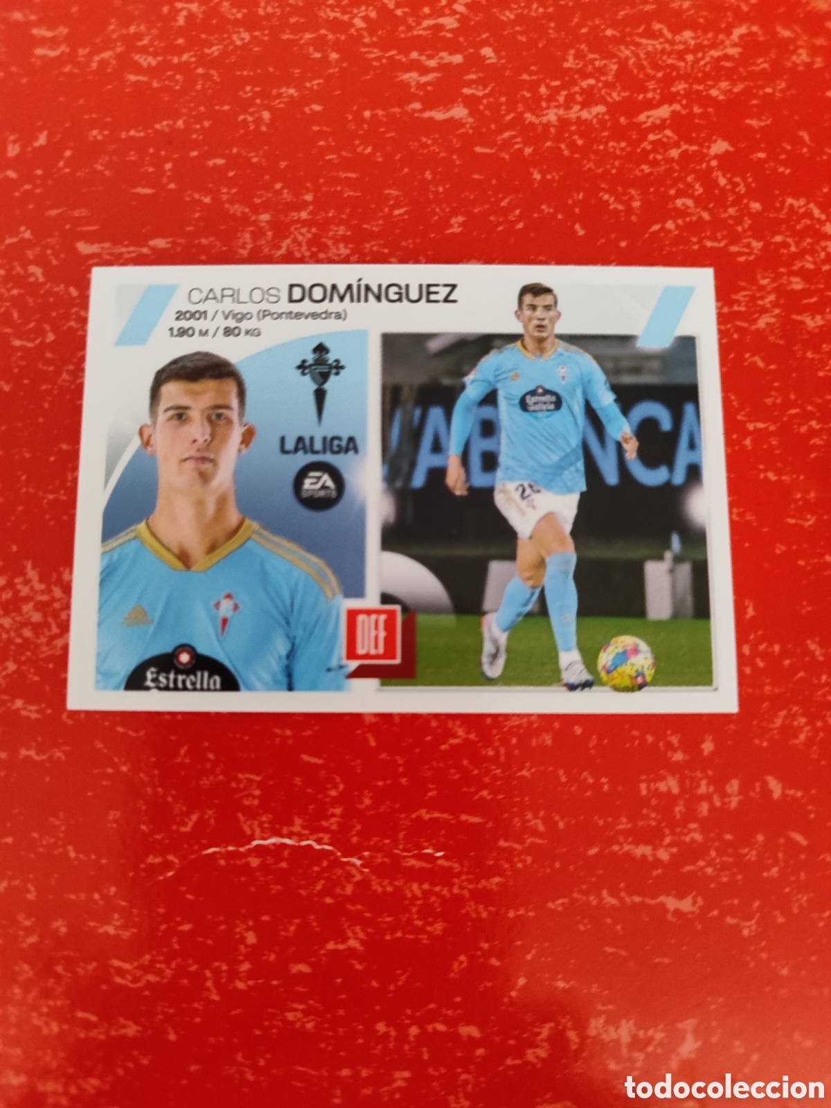 Fu&szlig;ball-Sticker: CROMO CARLOS DOM&Iacute;NGUEZ CELTA N&Uacute;MERO 9. LIGA ESTE 23/24. SEGUNDA EDICI&Oacute;N.