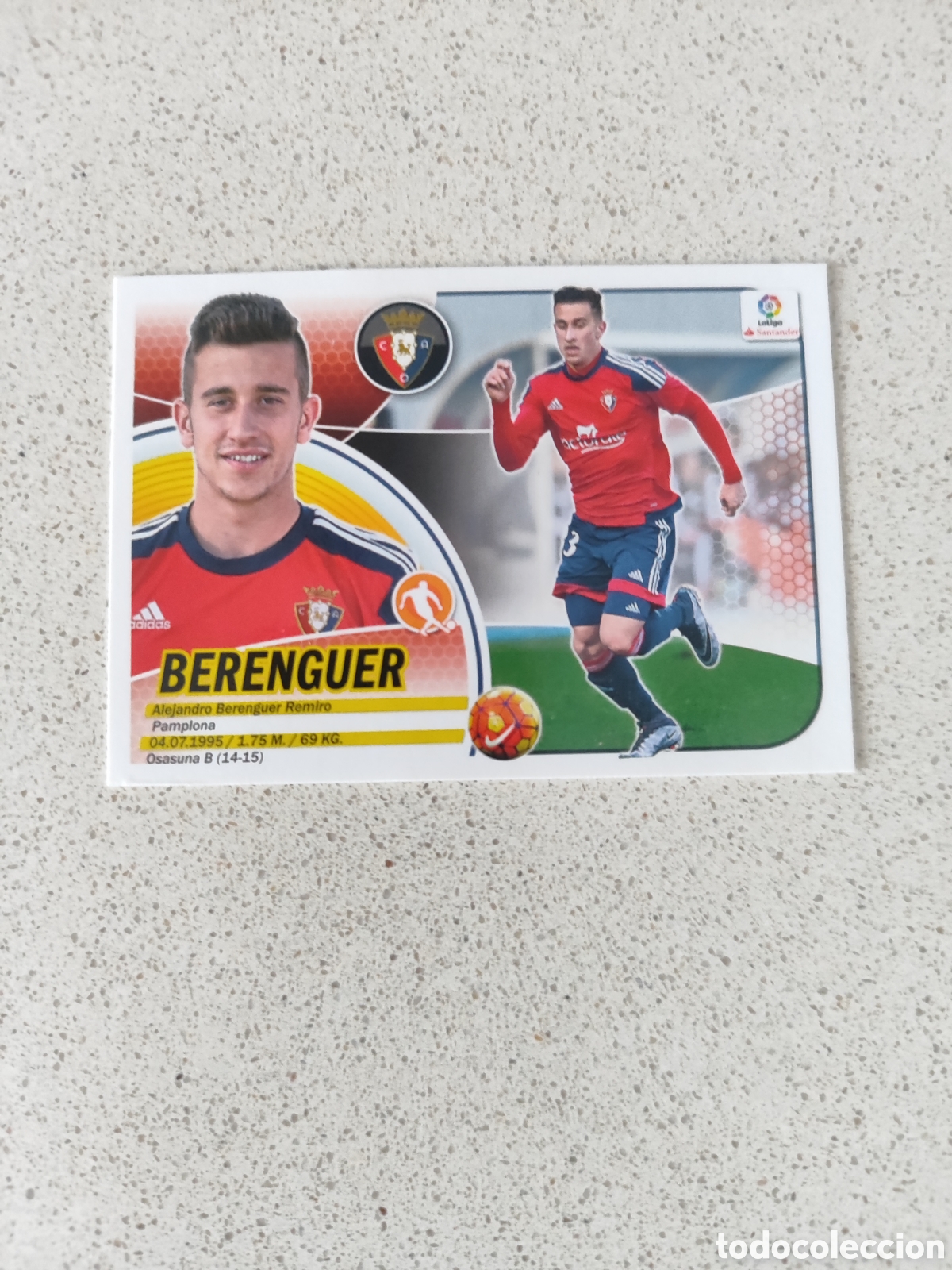 Fu&szlig;ball-Sticker: CROMO BERENGUER OSASUNA N&Uacute;MERO 13. LIGA ESTE 16/17.