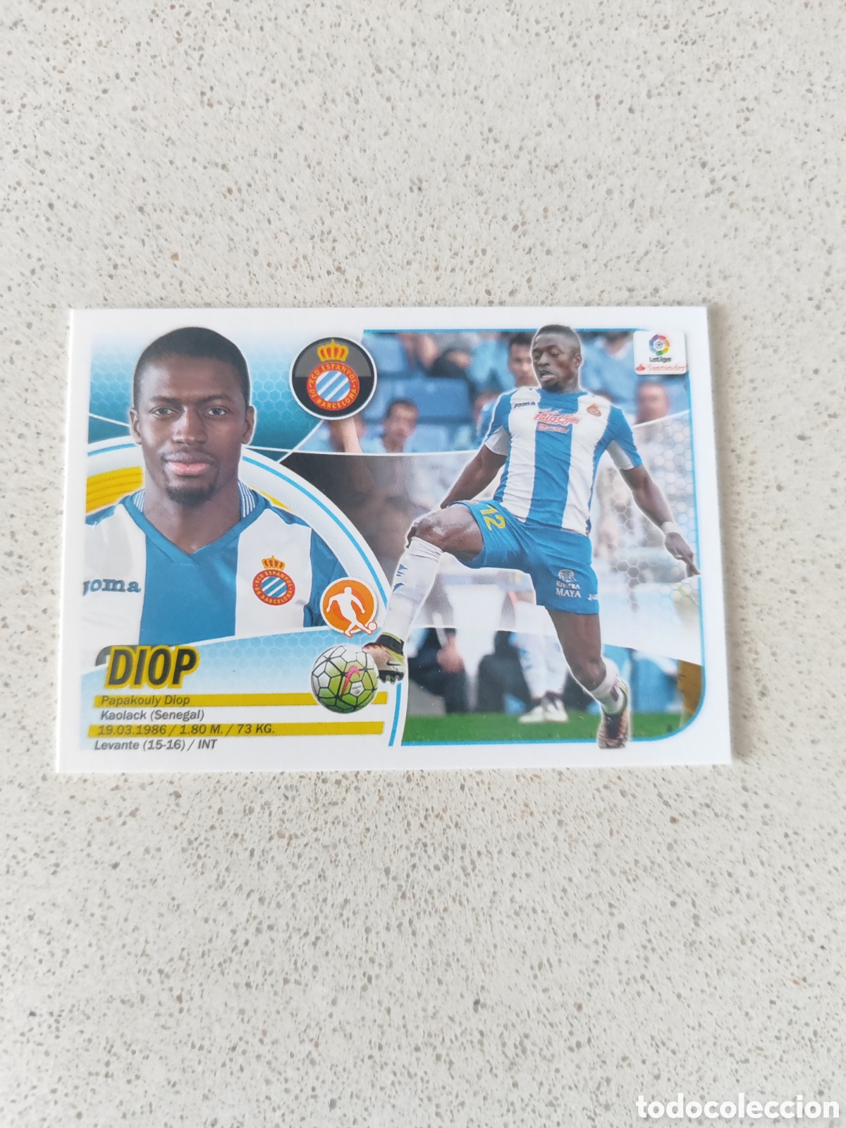 Fu&szlig;ball-Sticker: CROMO DIOP ESPANYOL N&Uacute;MERO 8. LIGA ESTE 16/17.