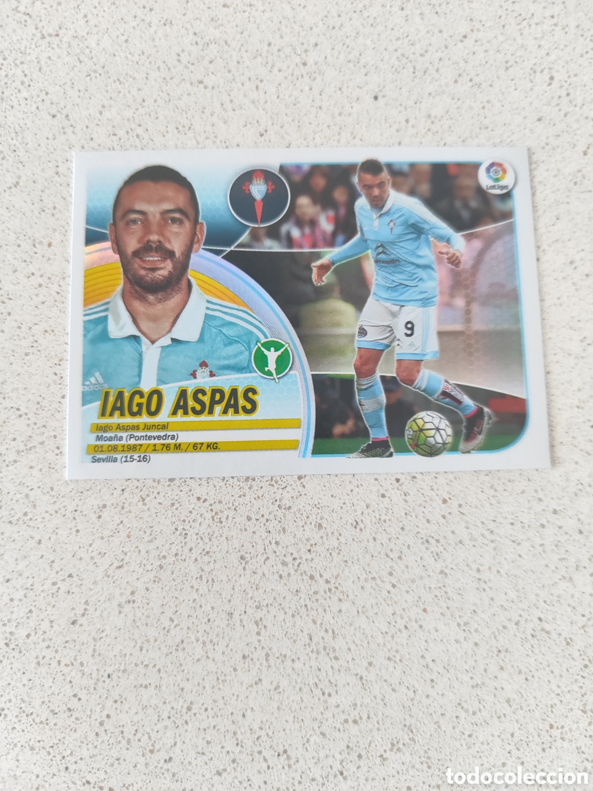 Cromos de F&uacute;tbol: CROMO IAGO ASPAS CELTA DE VIGO N&Uacute;MERO 15. LIGA ESTE 16/17.