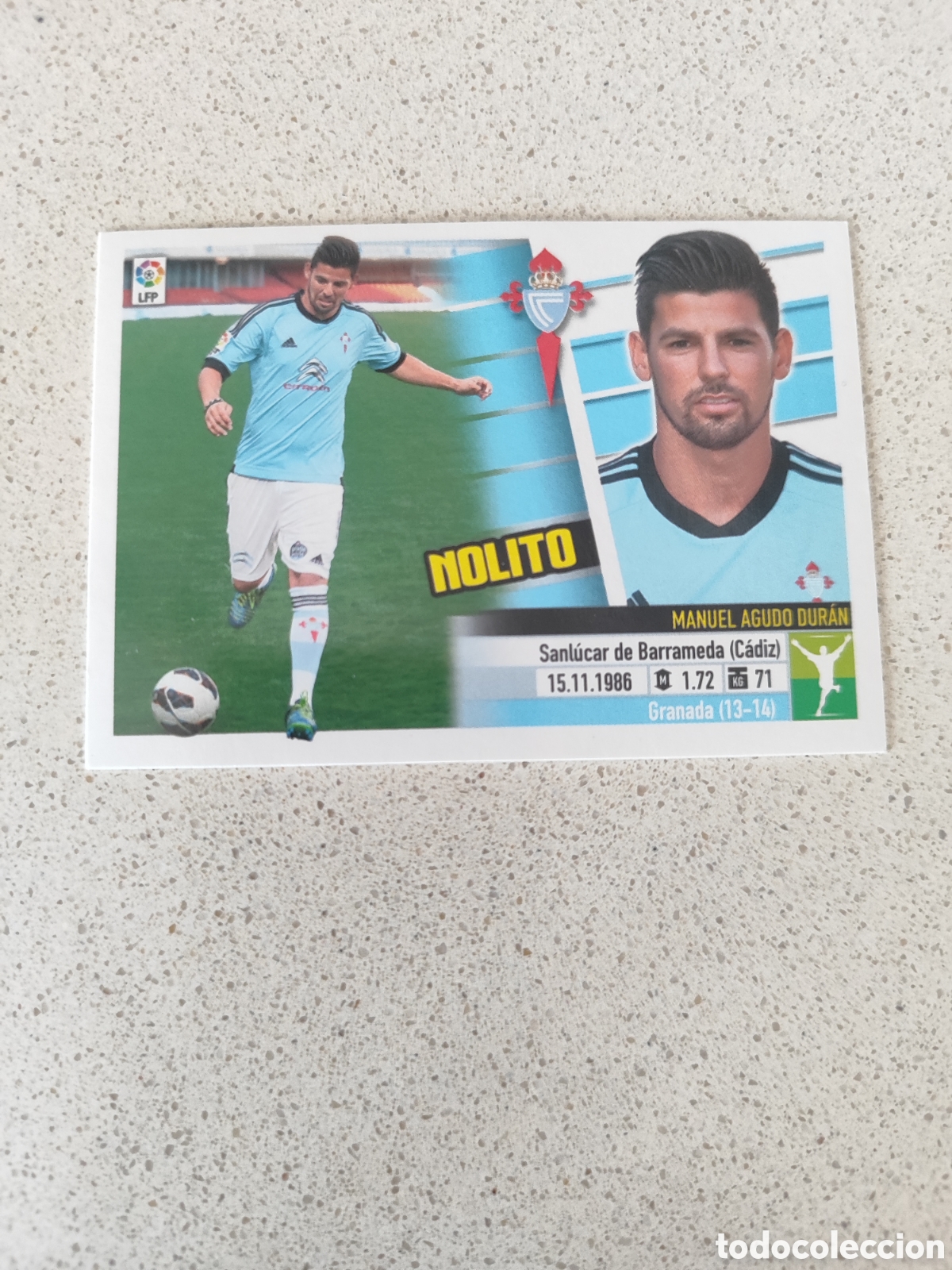 Cromos de F&uacute;tbol: CROMO NOLITO CELTA DE VIGO &Uacute;LTIMO FICHAJE N&Uacute;MERO 5. LIGA ESTE 13/14.