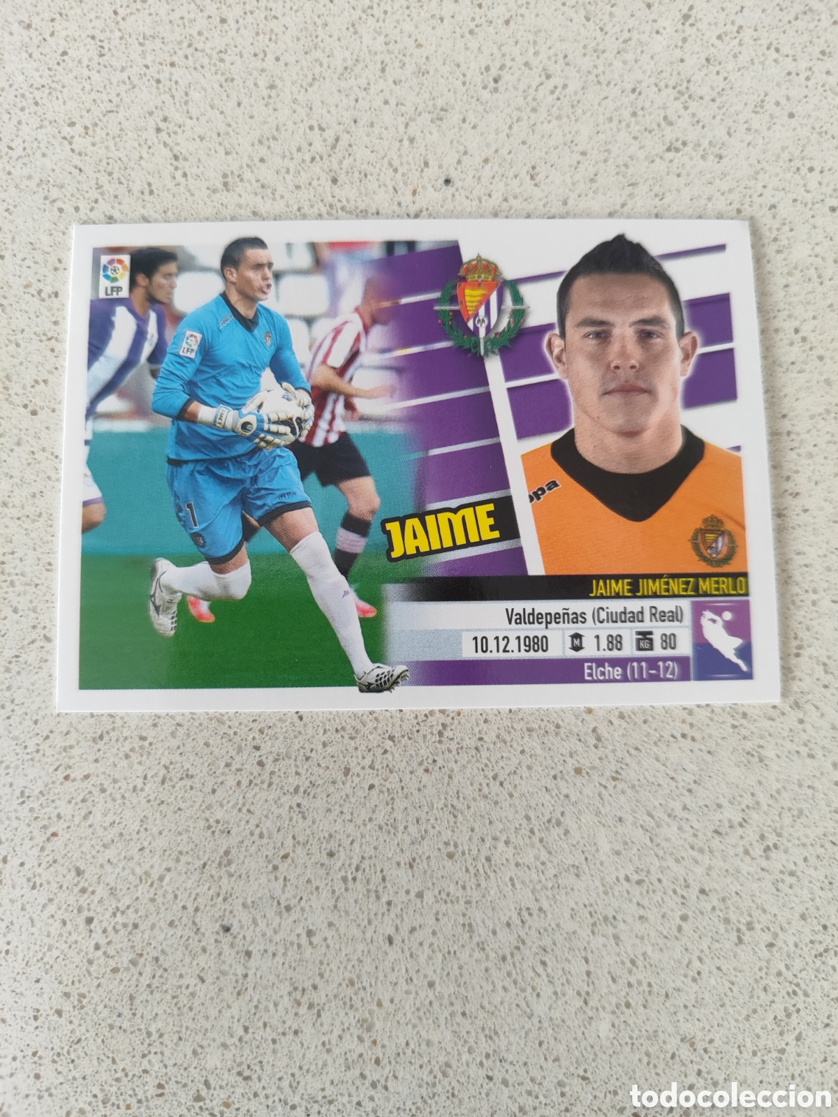 Fu&szlig;ball-Sticker: CROMO JAIME VALLADOLID N&Uacute;MERO 2. LIGA ESTE 13/14.