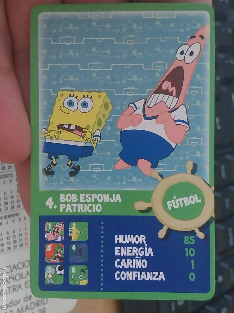 Cromos de F&uacute;tbol: BOB ESPONJA PATRICIO ESTRELLA FUTBOL CROMO 4 CORTE INGLES ORIGINAL