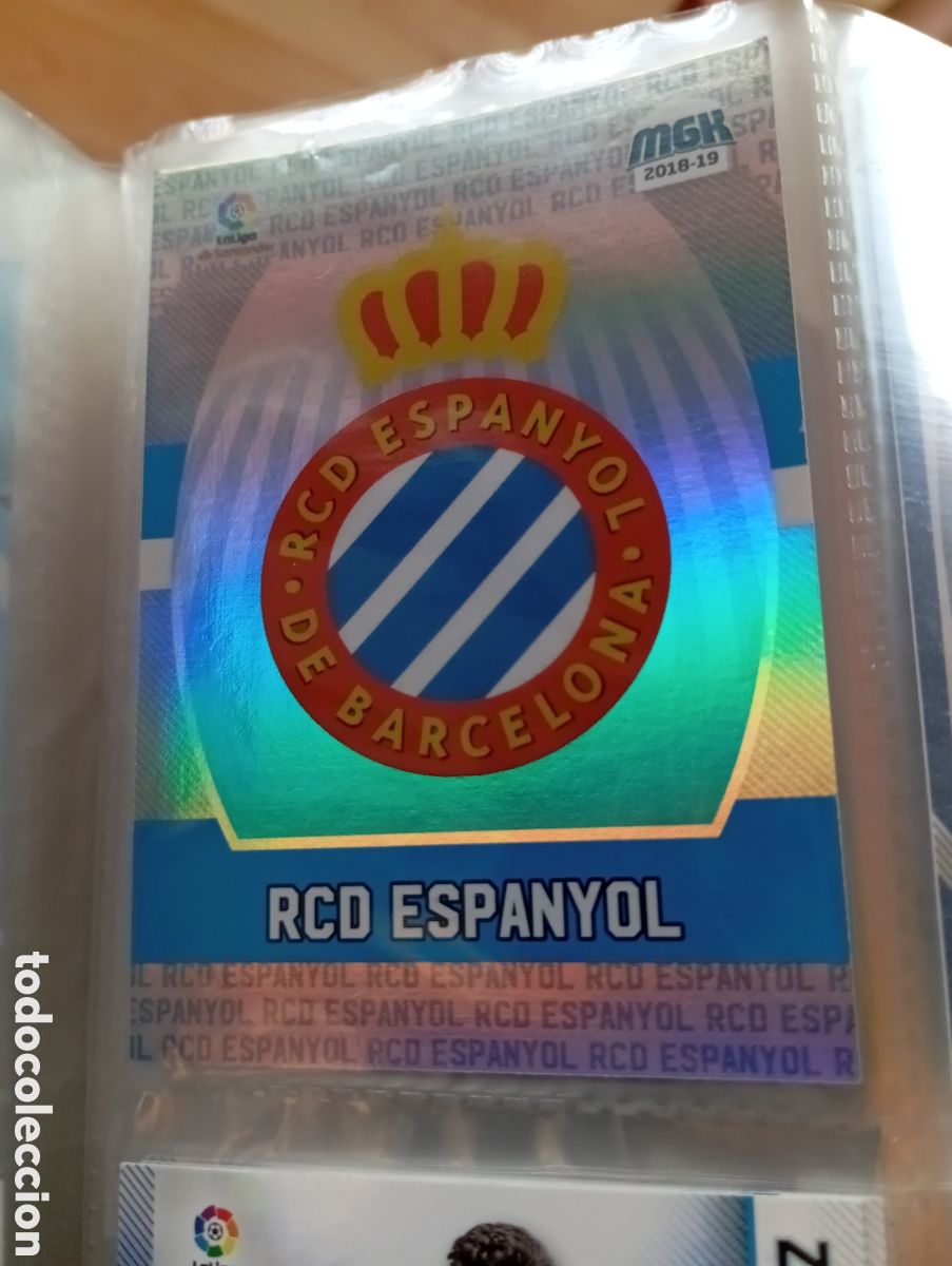 Cromos de Futebol: Escudo Espanyol Ficha Cromo de futbol Megacracks 2018-2019 MGK 18-19 Liga Espa&ntilde;ola 2018-2019 Panini