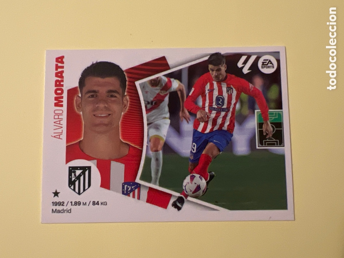 Football Stickers: E1737. Morata n&uacute;mero 19 del Atl&eacute;tico de Madrid cromo liga este 24-25 2024-2025