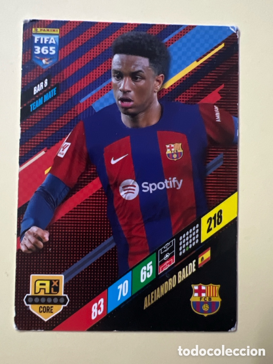 Fu&szlig;ball-Sticker: C2407. BAR 8 BAR8 FIFA 365 2024 ADRENALYN XL ALEJANDRO BALDE FC BARCELONA PANINI 24 2023 23 CARD