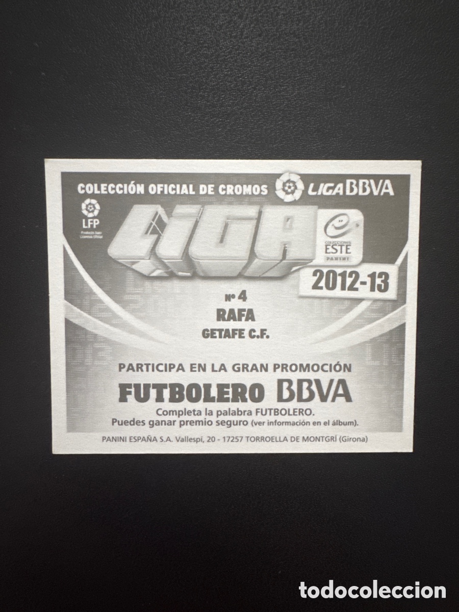 Cromos de f&uacute;tbol: RAFA GETAFE N&Uacute;MERO 4 LIGA ESTE 2012 2013 - Foto 2