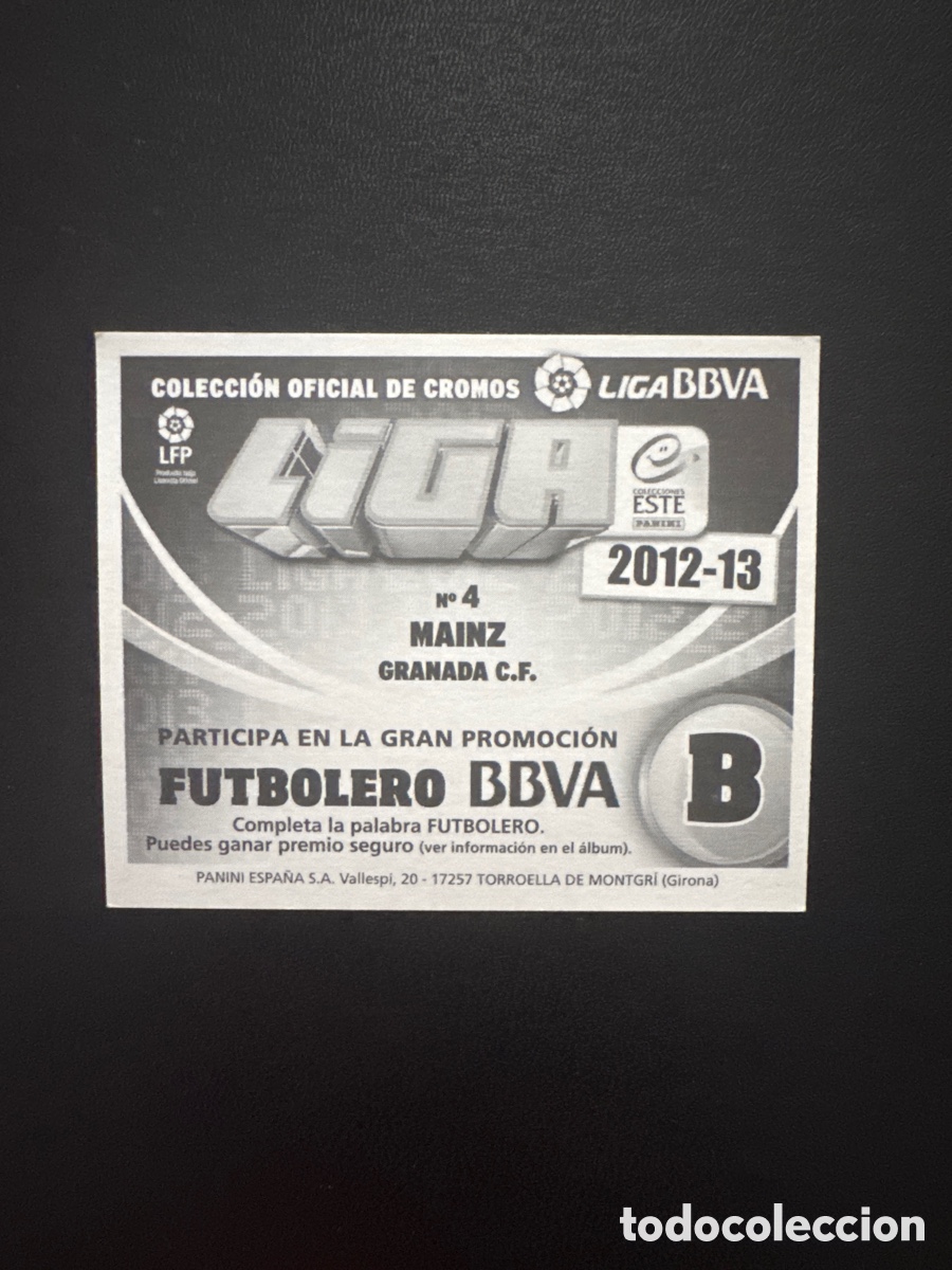 Cromos de f&uacute;tbol: MAINZ GRANADA N&Uacute;MERO 4 LIGA ESTE 2012 2013 - Foto 2