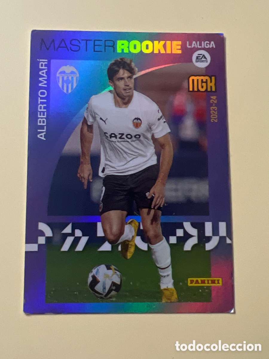 Fu&szlig;ball-Sticker: E170. CARD 408 MASTER ROOKIE ALBERTO MARI VALENCIA MEGACRACKS 23/24