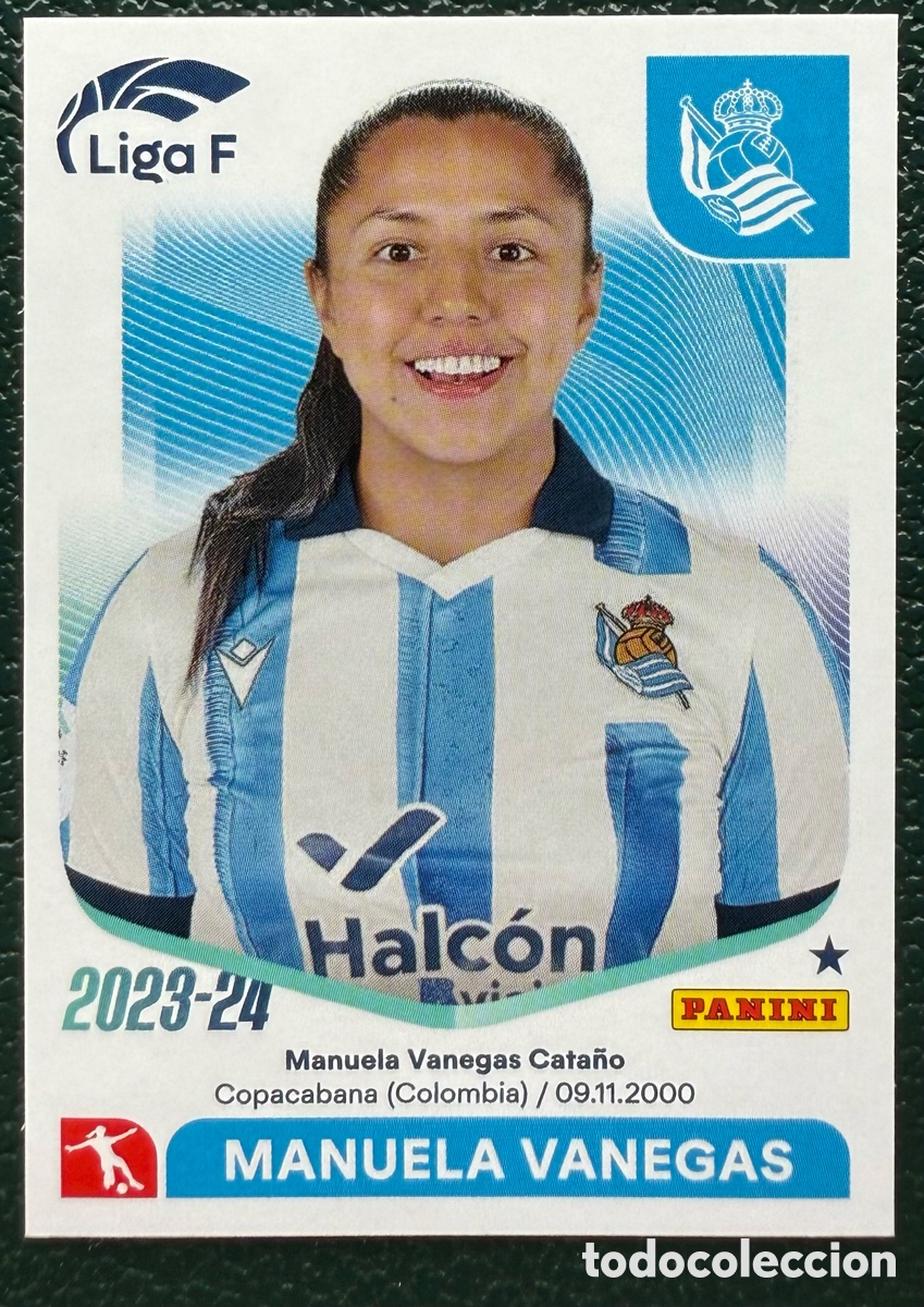 Fu&szlig;ball-Sticker: 230 MANUELA VANEGAS REAL SOCIEDAD CROMOS ALBUM LIGA FEMENINA LIGA F 2023 2024 PANINI