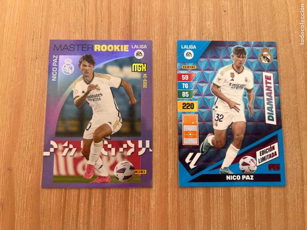 Cromos de F&uacute;tbol: 16. CROMO ADRENALYN/ MEGACRACKS 2023-24 23-24 NICO PAZ MASTER ROOKIE + LIMITADA