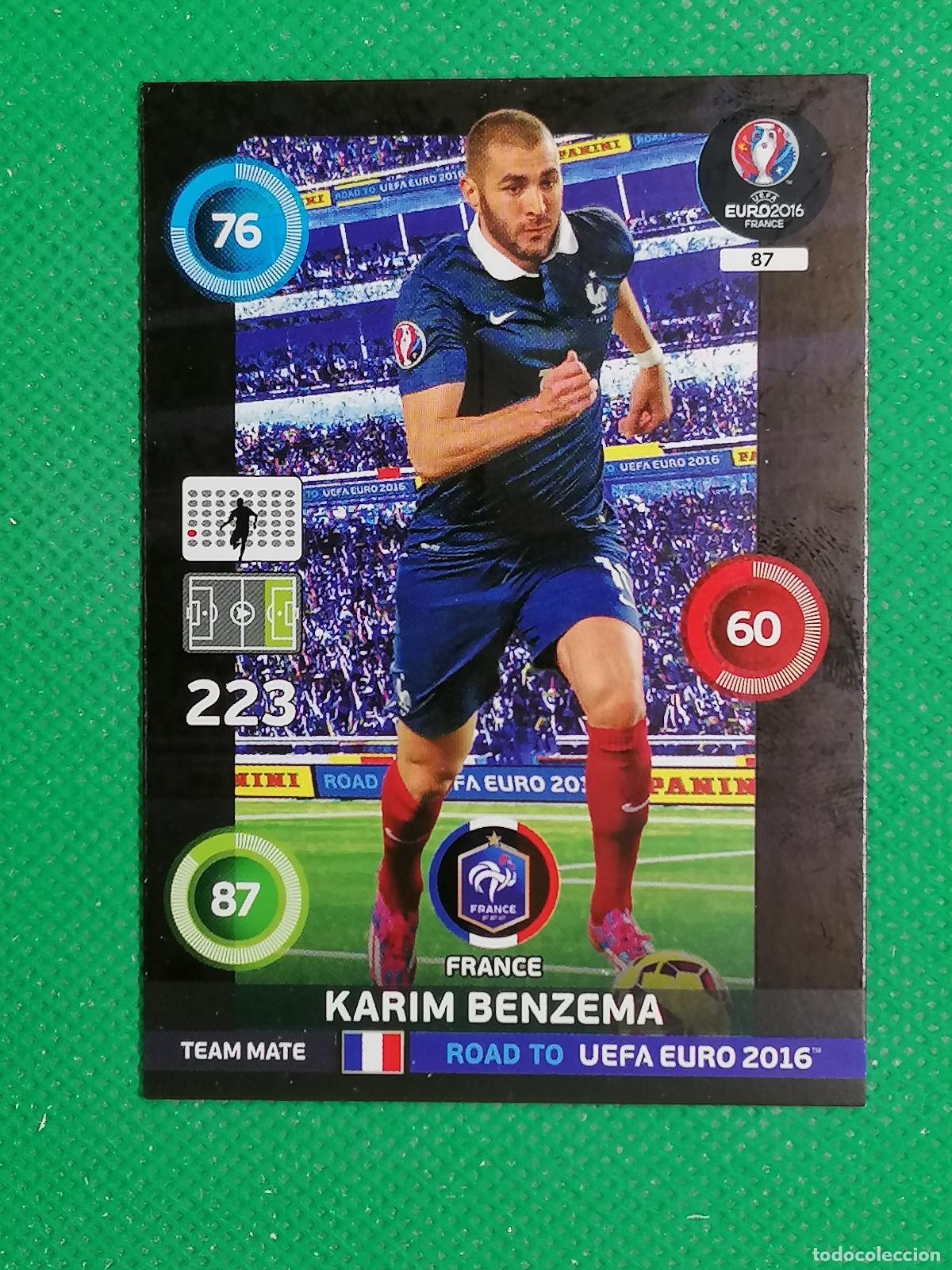 Cromos de F&uacute;tbol: 87 KARIM BENZEMA FRANCIA TEAM MATE ⚽ PANINI ROAD EURO EURO 2016 FRANCIA ADRENALYN XL 2016 16 ⚽