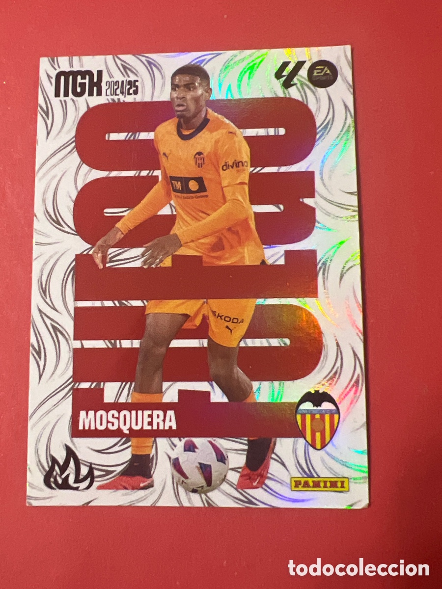 Cromos de Futebol: C4763. Cromo Megacracks. 2024 2025. 24 25. Mosquera. Valencia. N. &ordm; 385. Panini. Fuego