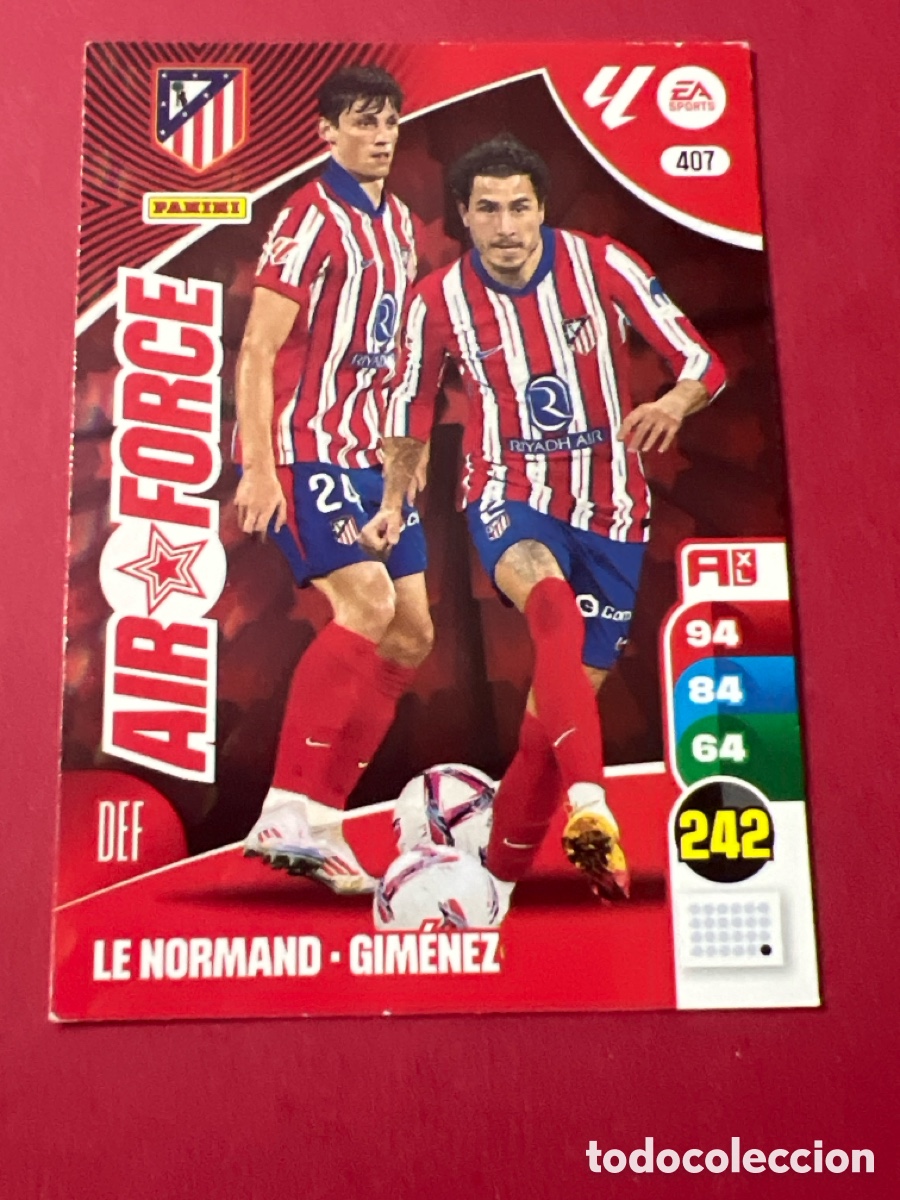 Fu&szlig;ball-Sticker: C1604. 407 LE NORMAND GIM&Eacute;NEZ ATL&Eacute;TICO DE MADRID ADRENALYN 2024 2025 PANINI AIR FORCE