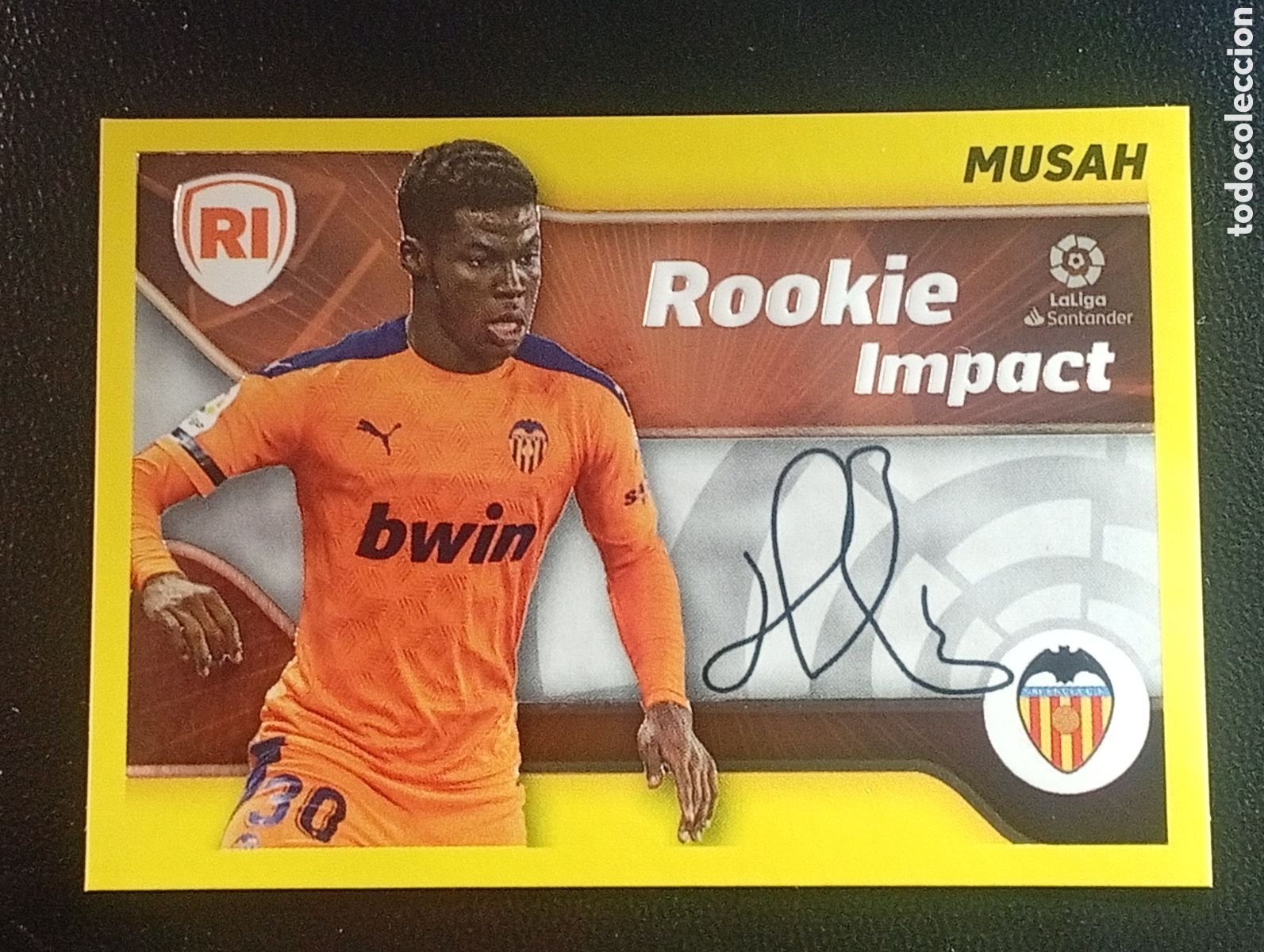 Figurine di Calcio: 4 rookie impact edici&oacute;n limitada MUSAH VALENCIA LIGA ESTE 2021 2022 22 CROMOS PANINI TOPPS FIRMA