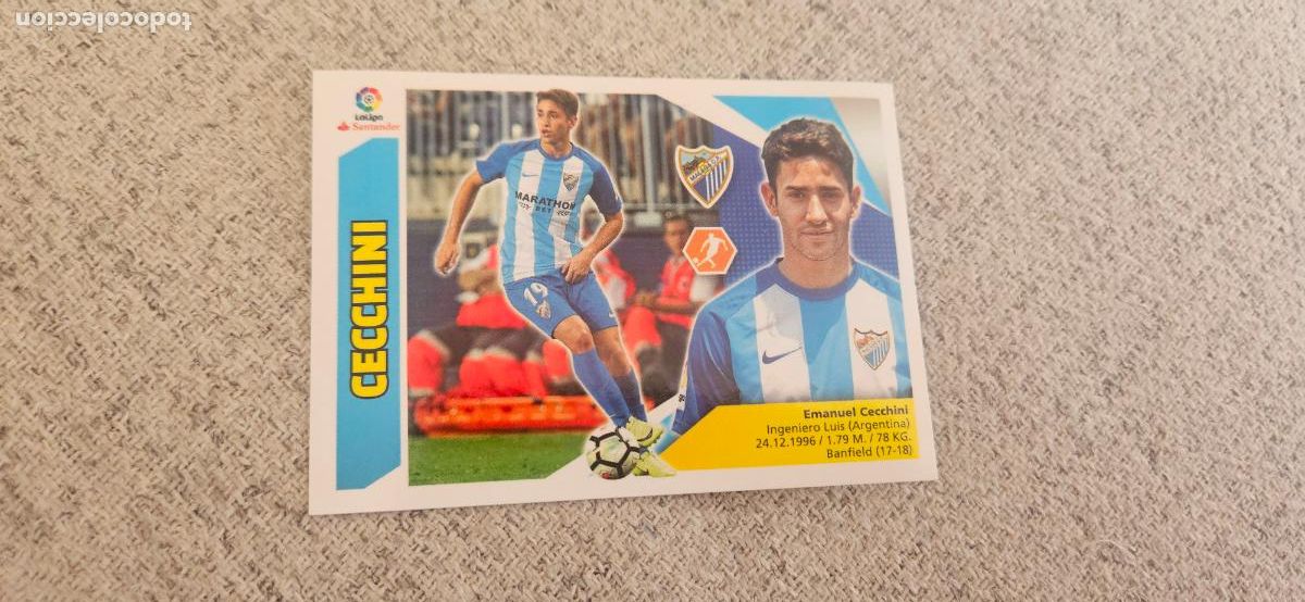Cromos de f&uacute;tbol: Cecchini malaga este 2017 2018 17 18 sin pegar - Foto 1