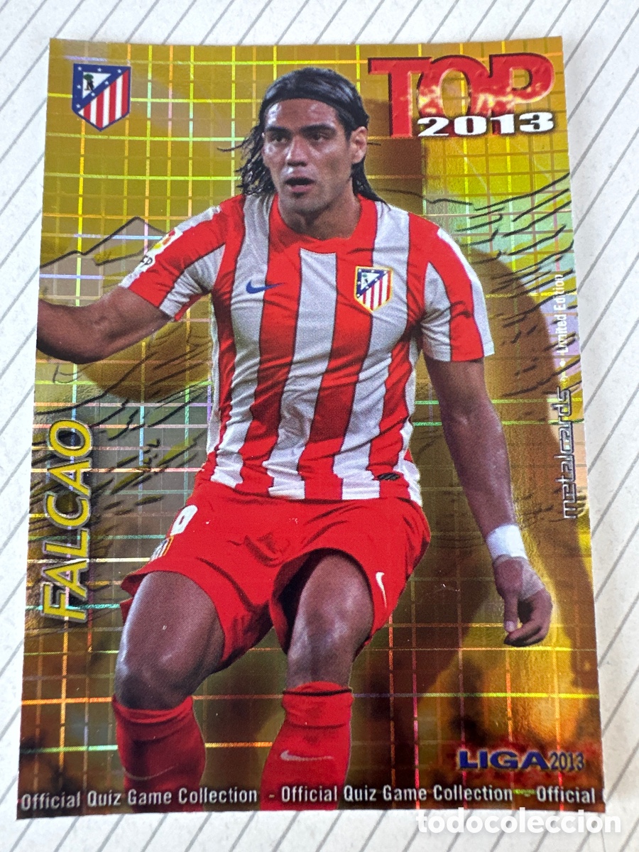 Football Stickers: 625 FALCAO AT.MADRID TOP 2013 VERSI&Oacute;N CUADROS PUNTAS CUADRADAS MUNDICROMO 2013