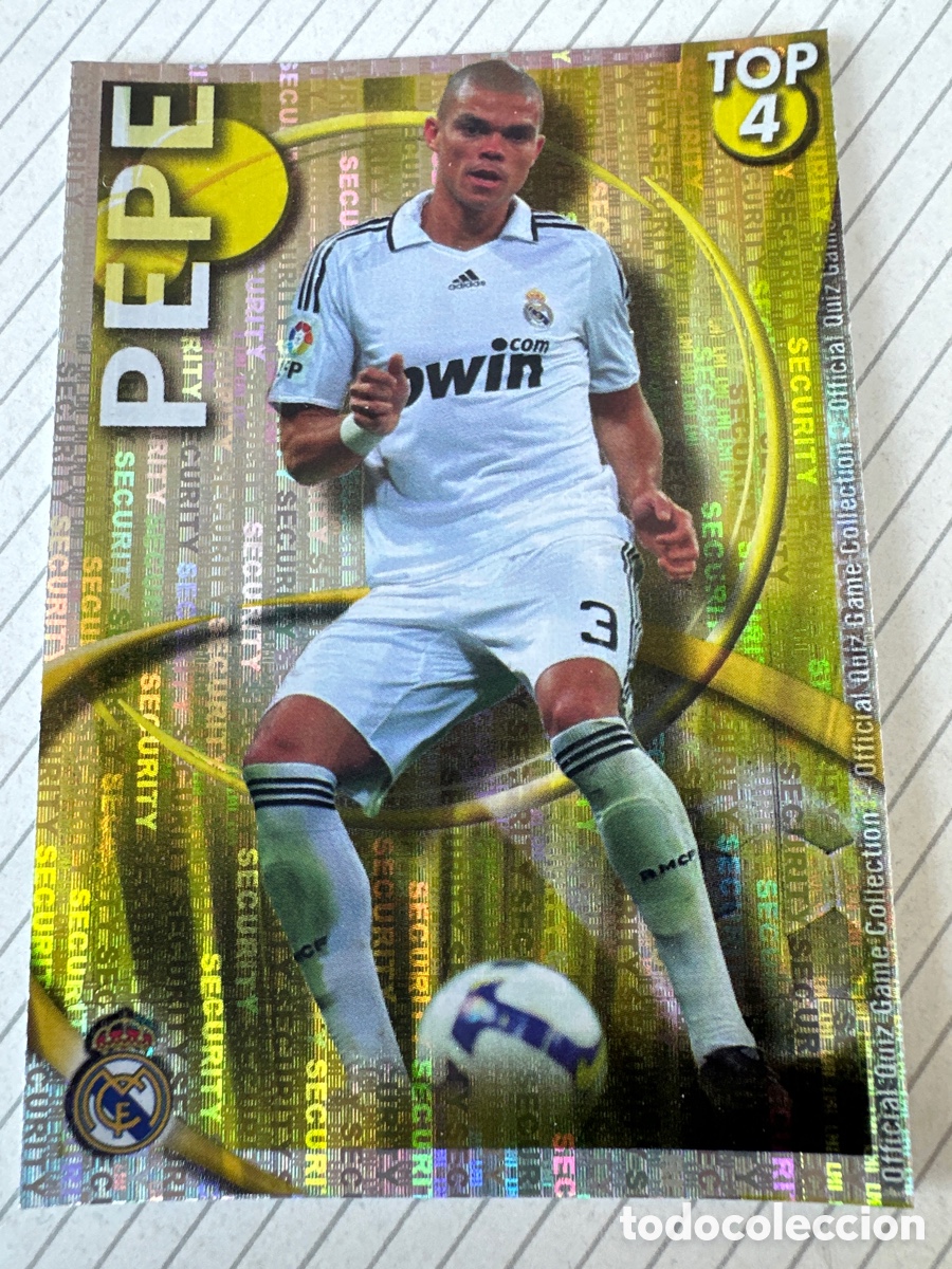 Fu&szlig;ball-Sticker: 560 PEPE TOP 4(R.MADRID) VERSI&Oacute;N BRILLO DORADO SECURITY MUNDICROMO 2011 10 11