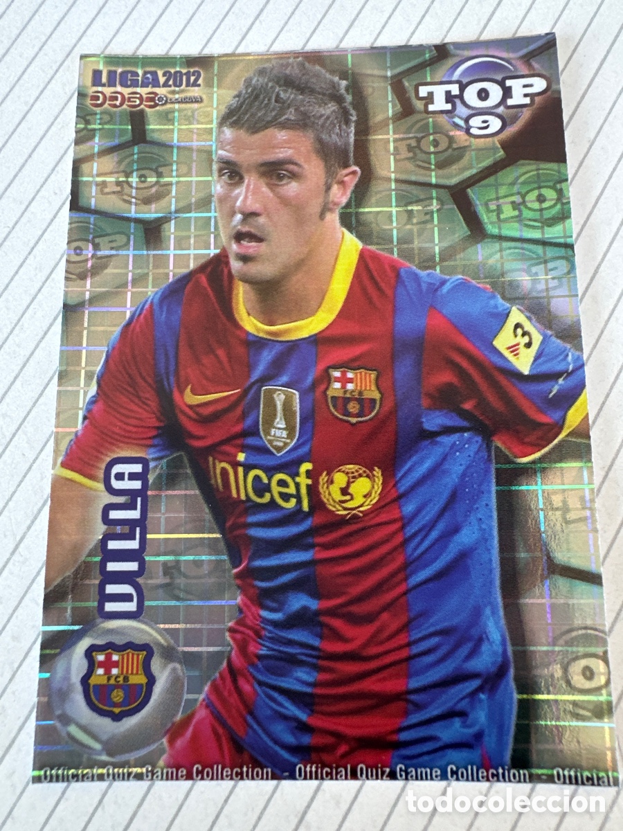 Cromos de F&uacute;tbol: 622 VILLA TOP 9 (F.C.BARCELONA) VERSI&Oacute;N FONDO AZUL CUADROS MUNDICROMO 2012 11 12