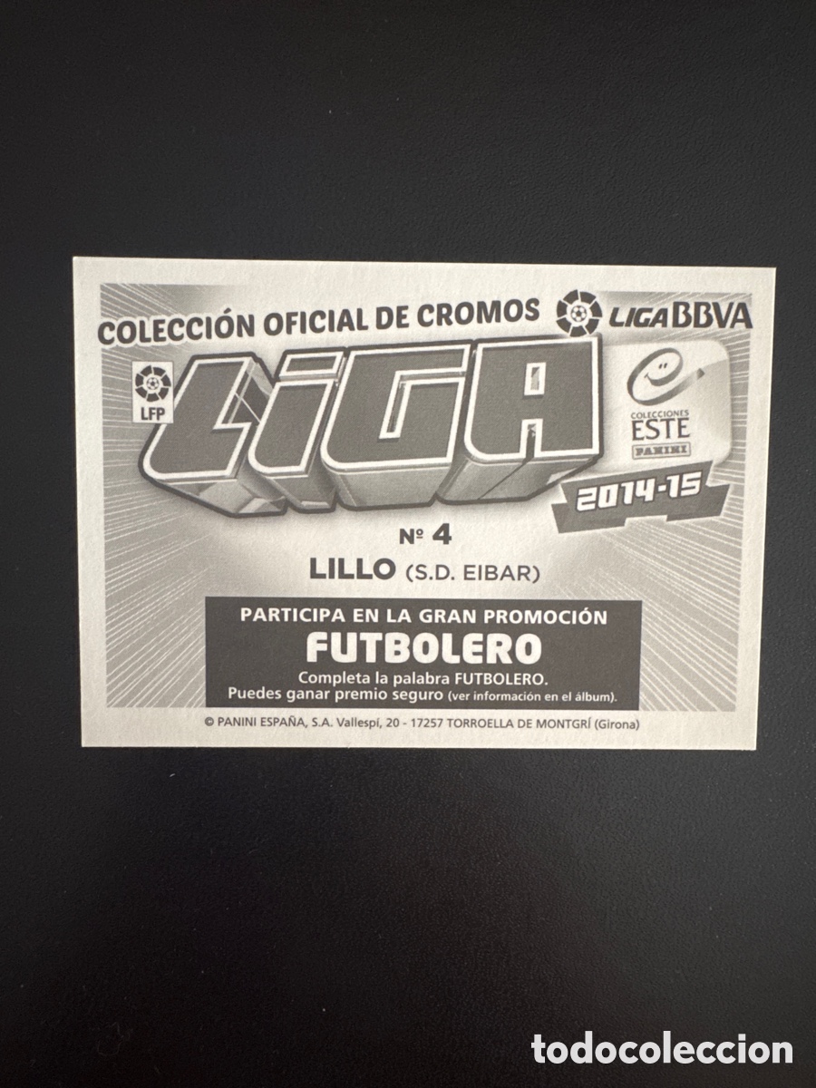 Cromos de f&uacute;tbol: LILLO EIBAR N&Uacute;MERO 4 LIGA ESTE 2014 2015 - Foto 2