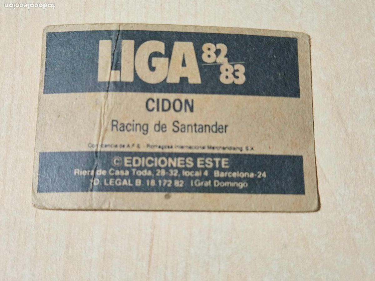 Cromos de f&uacute;tbol: EDICIONES ESTE 82 83 VERSION - CIDON - CROMO - RACING DE SANTANDER MAL ESTADO - Foto 2