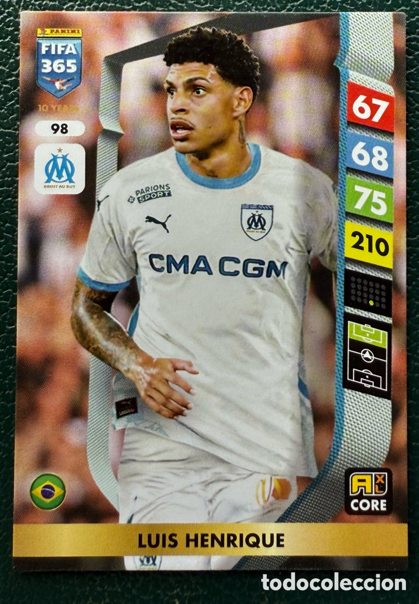 Cromos de f&uacute;tbol: 98 LUIS HENRIQUE OLYMPIQUE DE MARSELLA FICHAS ALBUM ADRENALYN XL FIFA 365 2024 2025 24 25