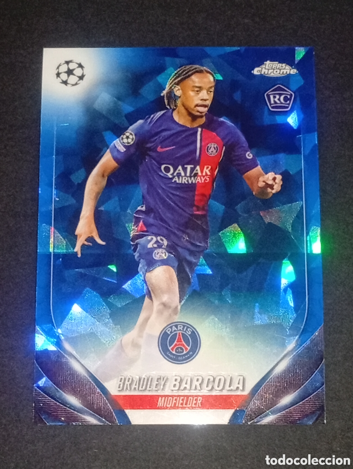 Football Stickers: 69 paralela sapphire rookie BARCOLA PSG TOPPS CHROME 2023 2024 23 24 CROMOS CARDS MERLIN MATCH ATTAX