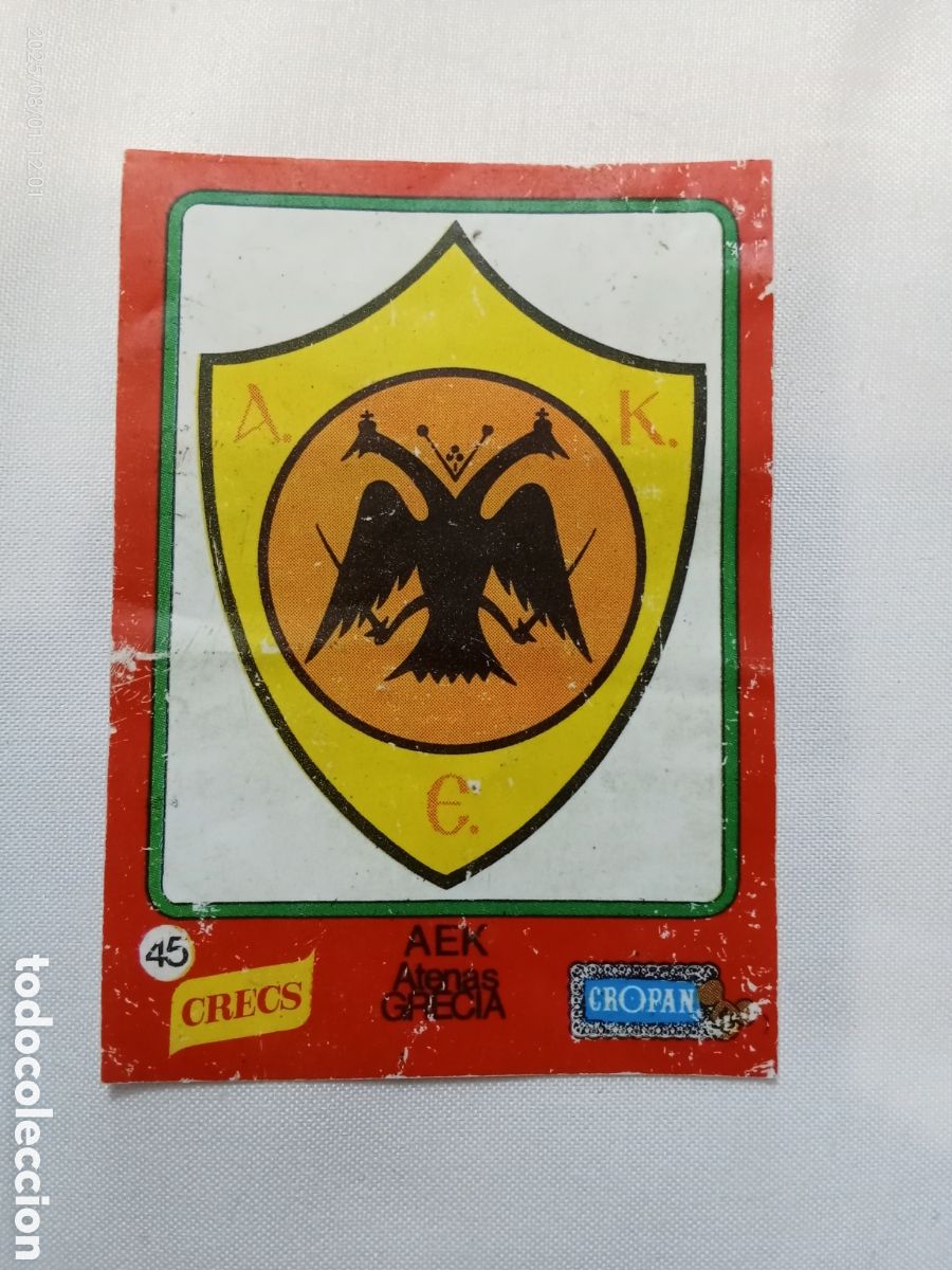Cromos de F&uacute;tbol: CROMO CROPAN ESCUDO AEK ATENAS N-45 CRECS EQUIPOS DE EUROPA