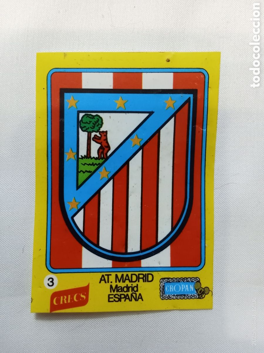 Cromos de F&uacute;tbol: CROMO CROPAN ESCUDO AT. MADRID -3 CRECS EQUIPOS DE EUROPA