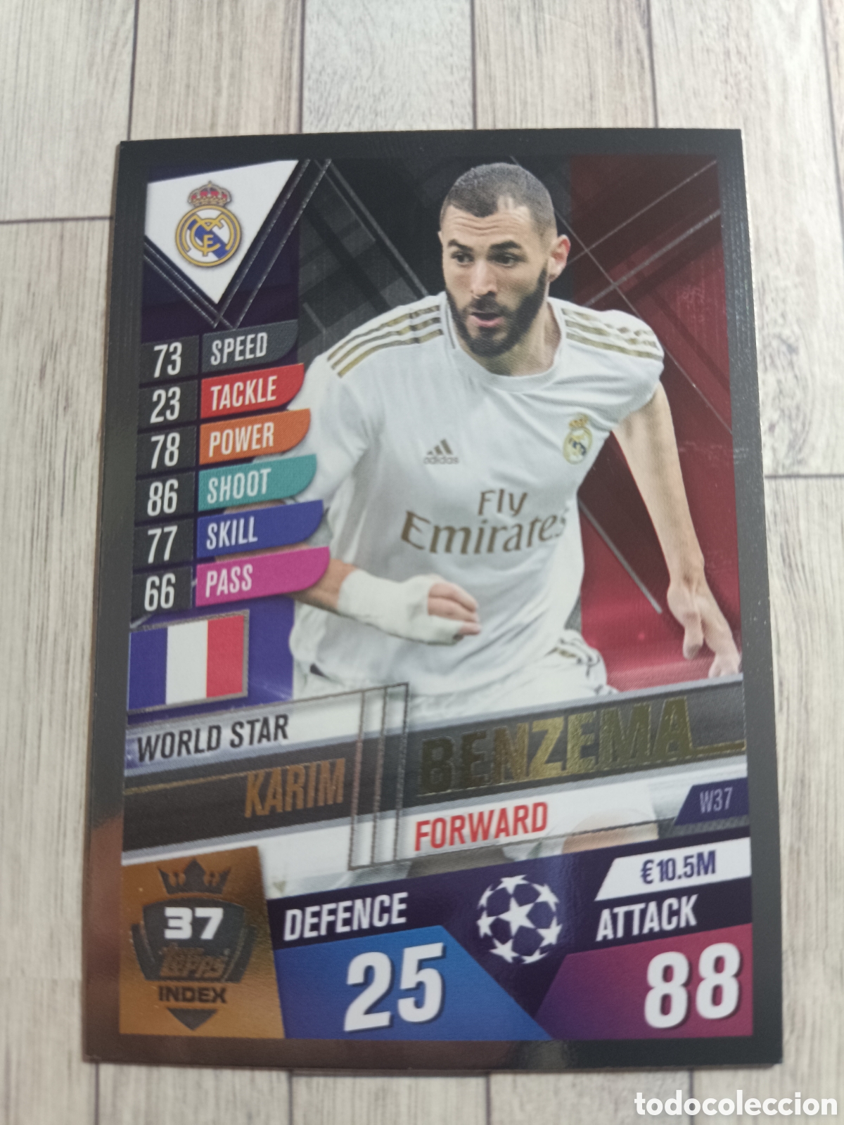 Cromos de F&uacute;tbol: W 37 KARIM BENZEMA REAL MADRID MATCH ATTAX CHAMPIONS 101 TOPPS 2019 2020 19 20