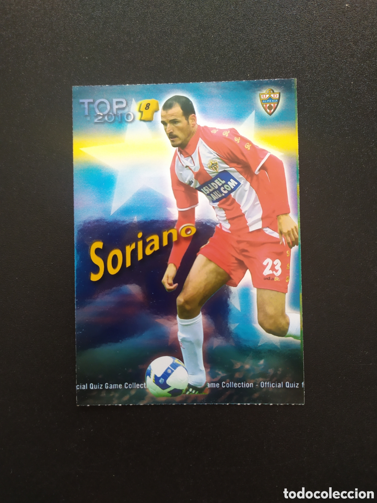 Football Stickers: Mundicromo fichas liga 2009 2010 09 10 Soriano top fondo azul error n&deg; 605 Almeria