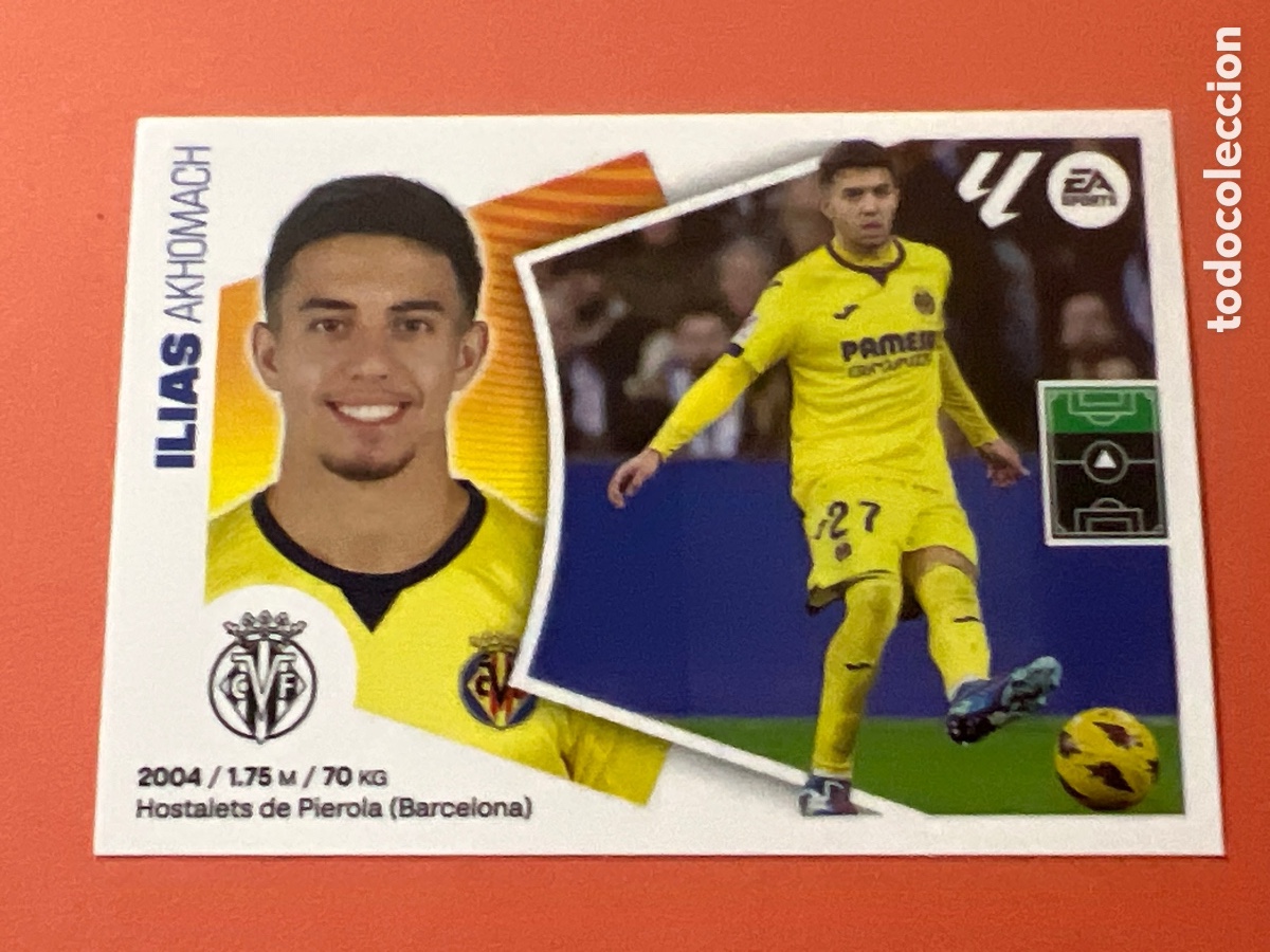 Fu&szlig;ball-Sticker: C2693. 18A ILIAS VILLARREAL LIGA ESTE 24 25 2024 2025 SIN PEGAR NUNCA PEGADO