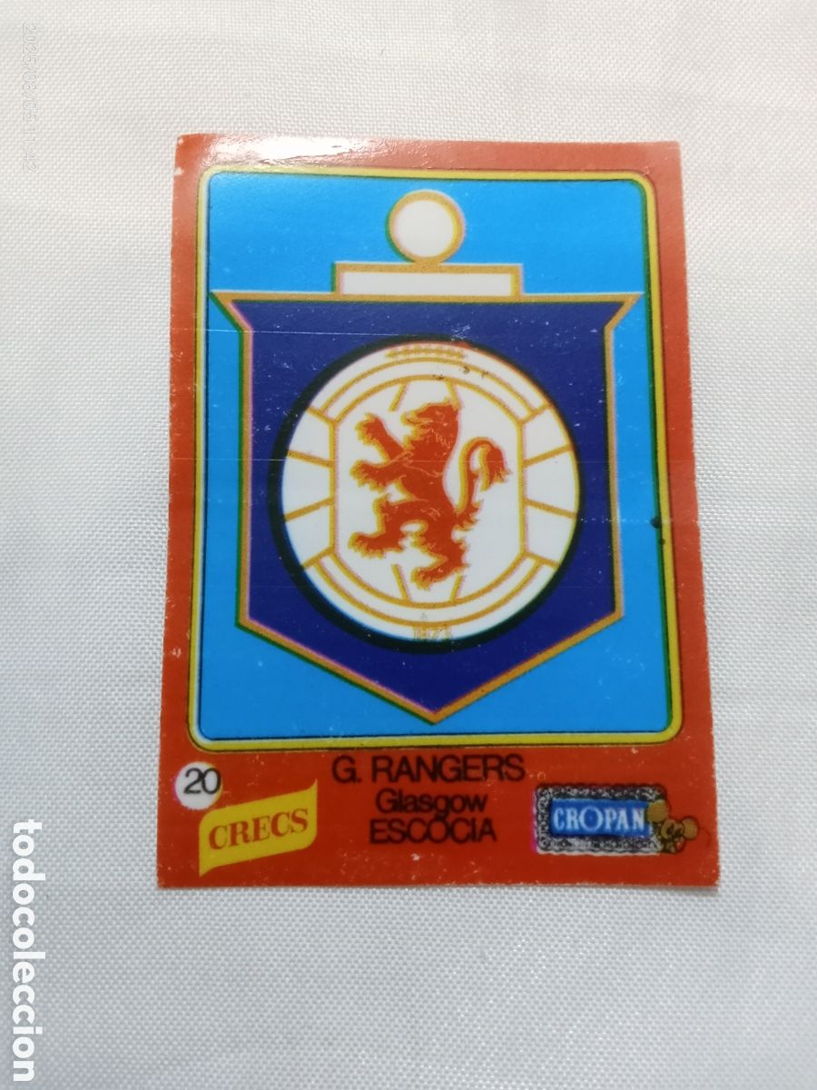 Cromos de F&uacute;tbol: CROMO DE F&Uacute;TBOL CROPAN ESCUDO DE GLASGOW RANGERS DE ESCOCIA F.C N-20 CRECS A&Ntilde;OS 70