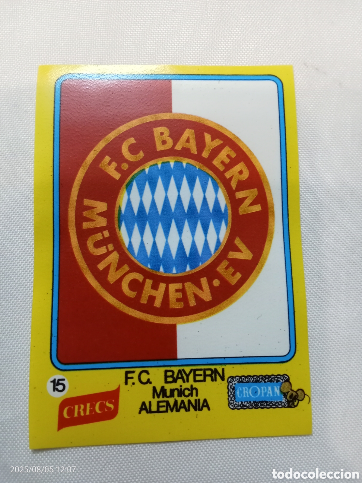 Cromos de F&uacute;tbol: CROMO DE F&Uacute;TBOL CROPAN ESCUDO DE F&Uacute;TBOL GRANDES EQUIPOS DE EUROPA N- 15