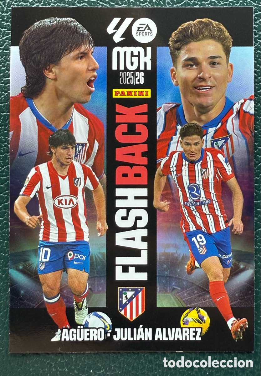Cromos de F&uacute;tbol: 424 AGUERO / JULIAN ALVAREZ ATLETICO DE MADRID FLASHBACK FICHAS ALBUM MEGACRACKS 2025 2026 MGK 25 26