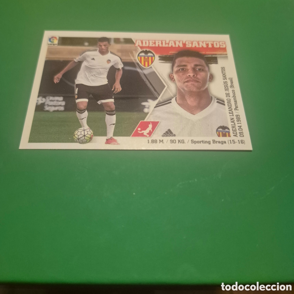 Cromos de f&uacute;tbol: ADERLAN SANTOS 22 VALENCIA LIGA ESTE 2015/16 15 16 NUNCA PEGADO SIN PEGAR