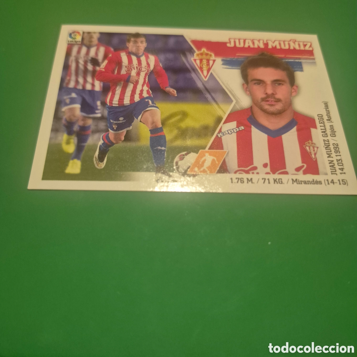 Cromos de f&uacute;tbol: JUAN MU&Ntilde;IZ 22 SPORTING GIJON LIGA ESTE 2015/16 15 16 NUNCA PEGADO SIN PEGAR
