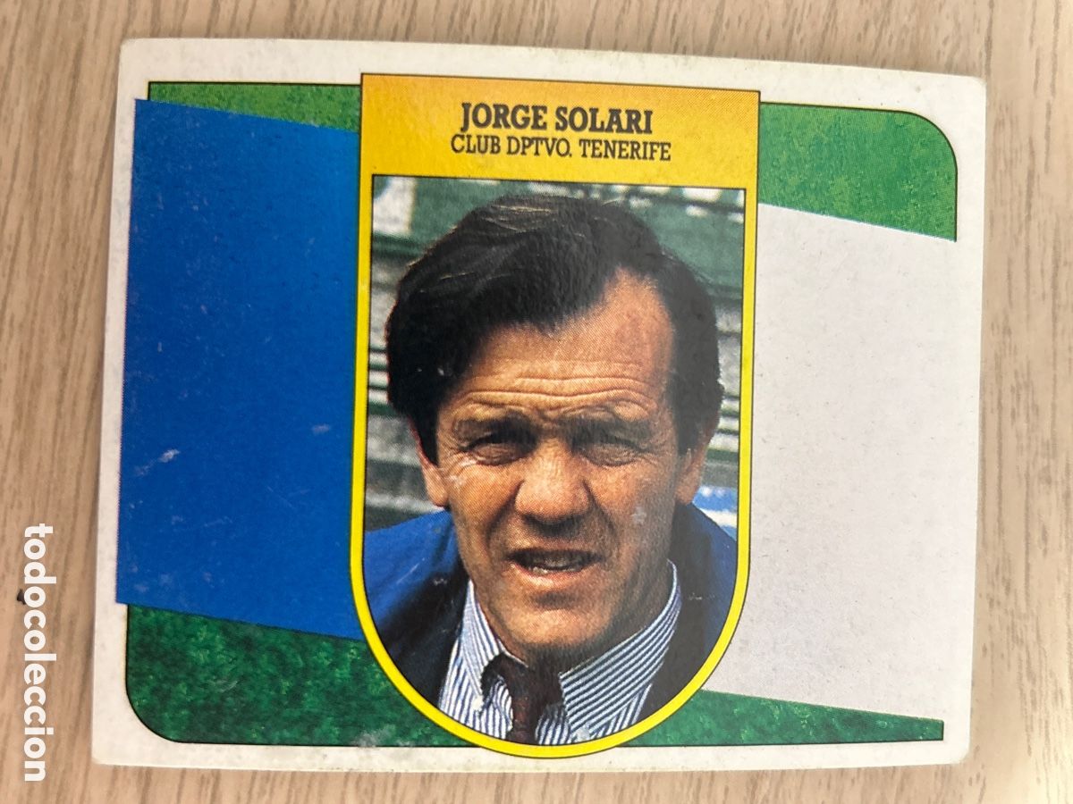 Fu&szlig;ball-Sticker: JORGE SOLARI ENTRENADOR C. D. TENERIFE LIGA ESTE 1991 1992 91 92 NUNCA PEGADO SIN PEGAR