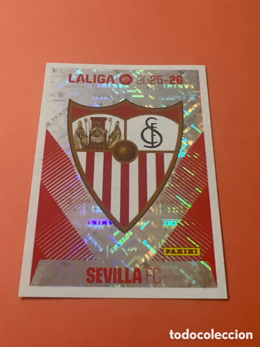 Cromos de Futebol: E637. Escudo del Sevilla n&uacute;mero 1 cromo liga este 25-26 2025-2026