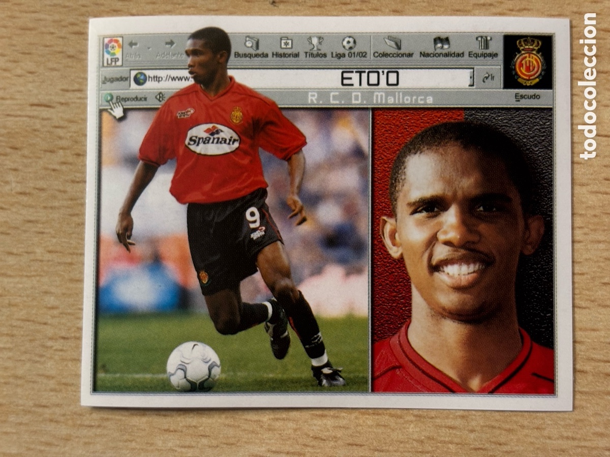 Cromos de f&uacute;tbol: Eto&rsquo;o RCD Mallorca Ediciones Este 2001-02 nuevo sin pegar