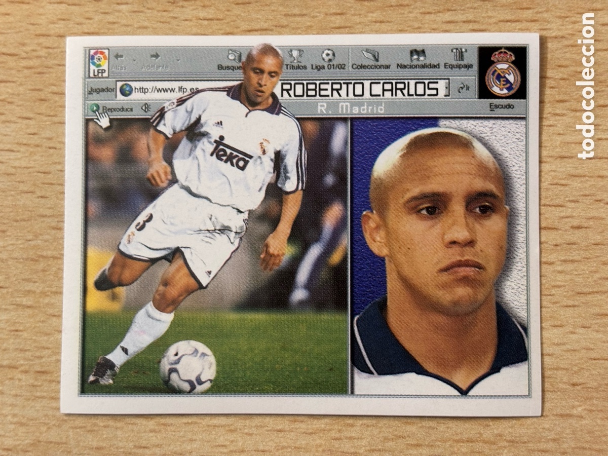 Cromos de F&uacute;tbol: Roberto Carlos Real Madrid Ediciones Este 2001-02 nuevo sin pegar