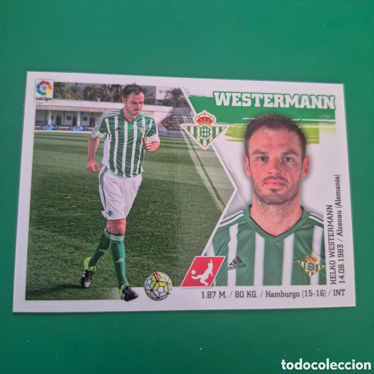 Cromos de f&uacute;tbol: 21 WESTERMANN REAL BETIS BALOMPIE EDICIONES LIGA ESTE 15 16 2015 2016 NUEVO