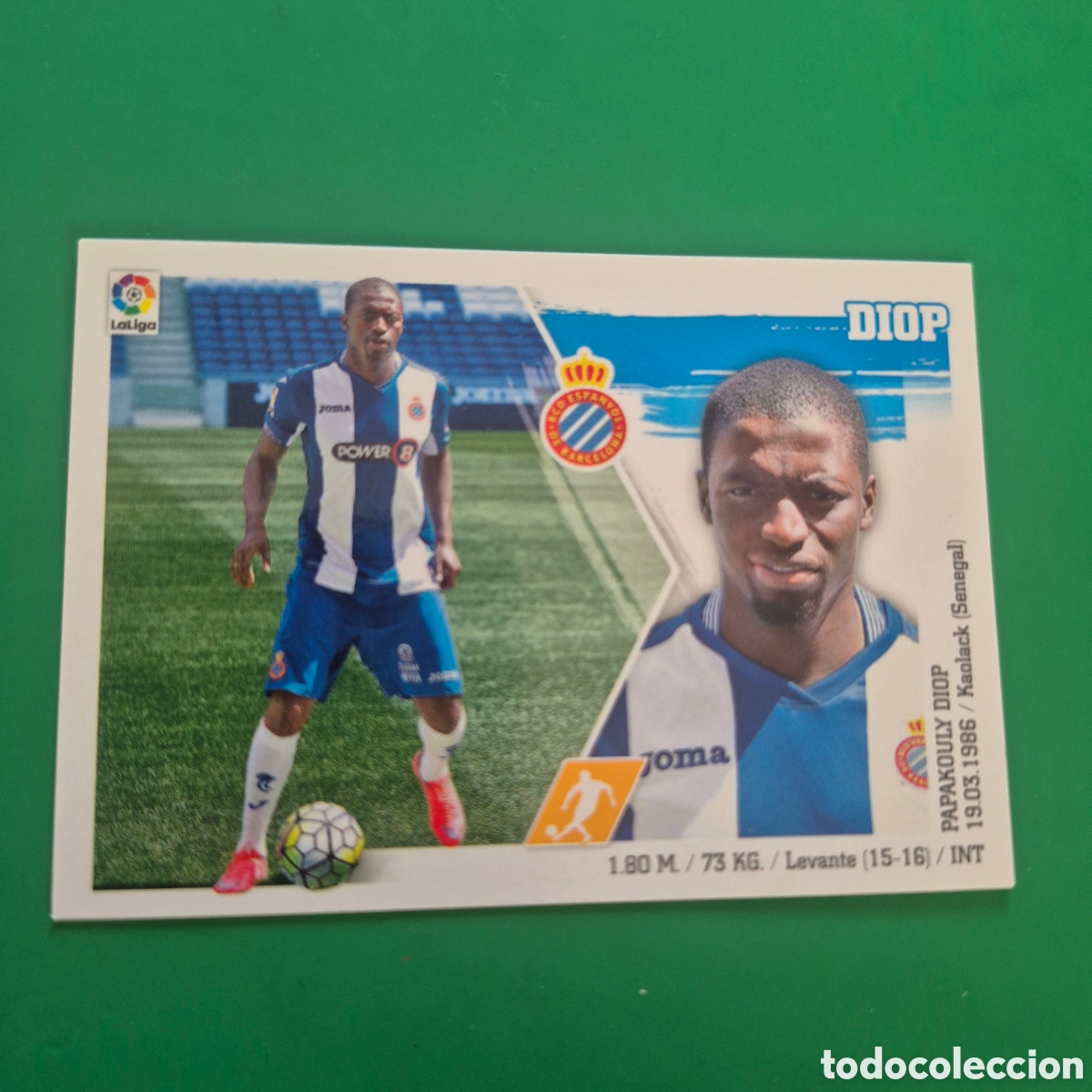 Cromos de f&uacute;tbol: 22 DIOP ESPANYOL ESPA&Ntilde;OL SIN PEGAR PANINI EDICIONES ESTE LIGA 2015 2016 15 16
